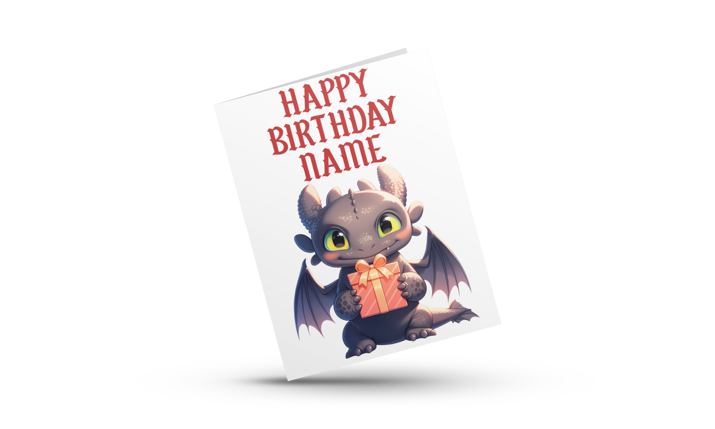 Personalised Toothless Birthday Card ( How To Train Your Dragon)