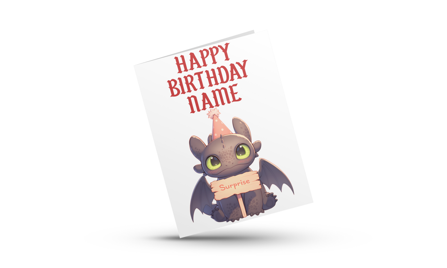 Personalised Toothless Birthday Card ( How To Train Your Dragon)