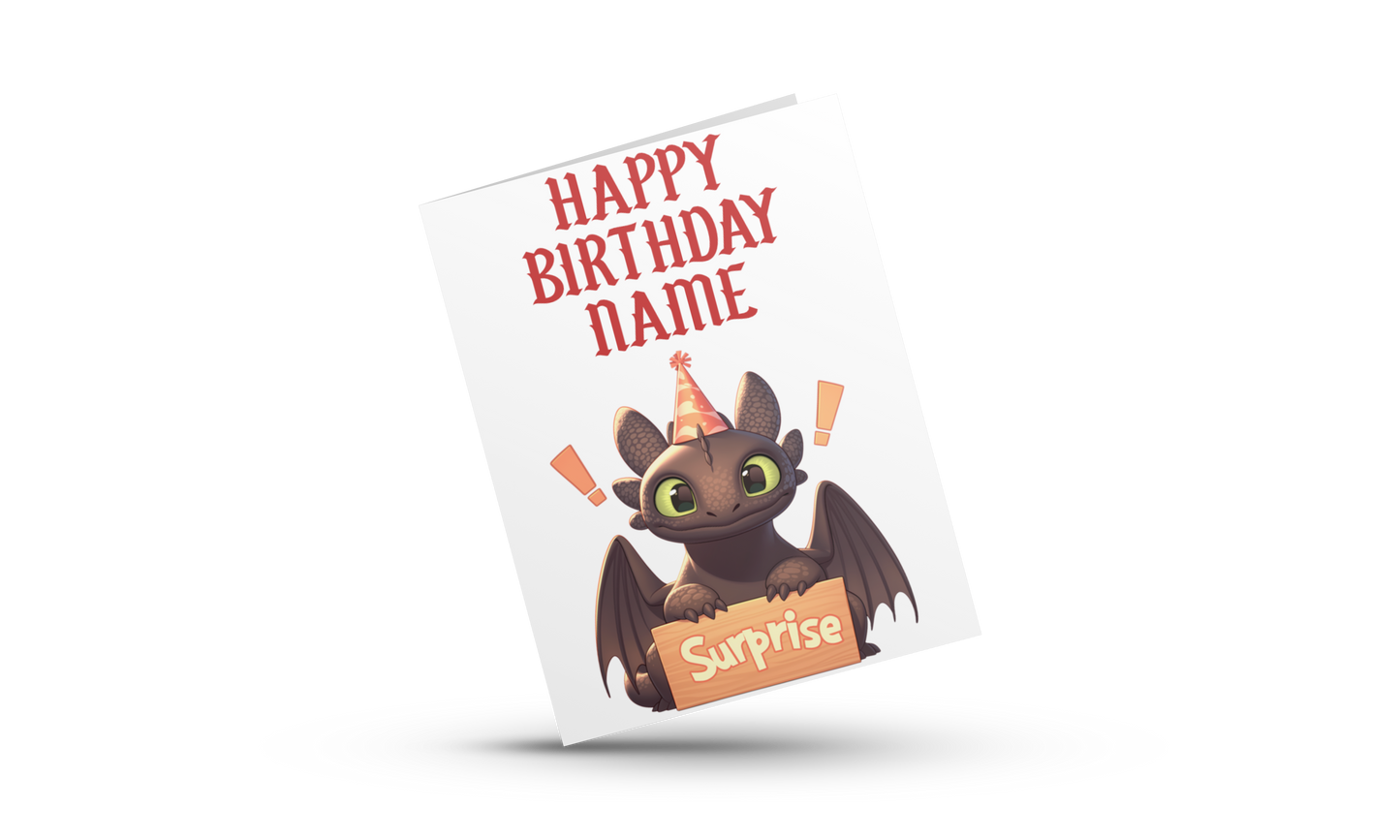 Personalised Toothless Birthday Card ( How To Train Your Dragon)