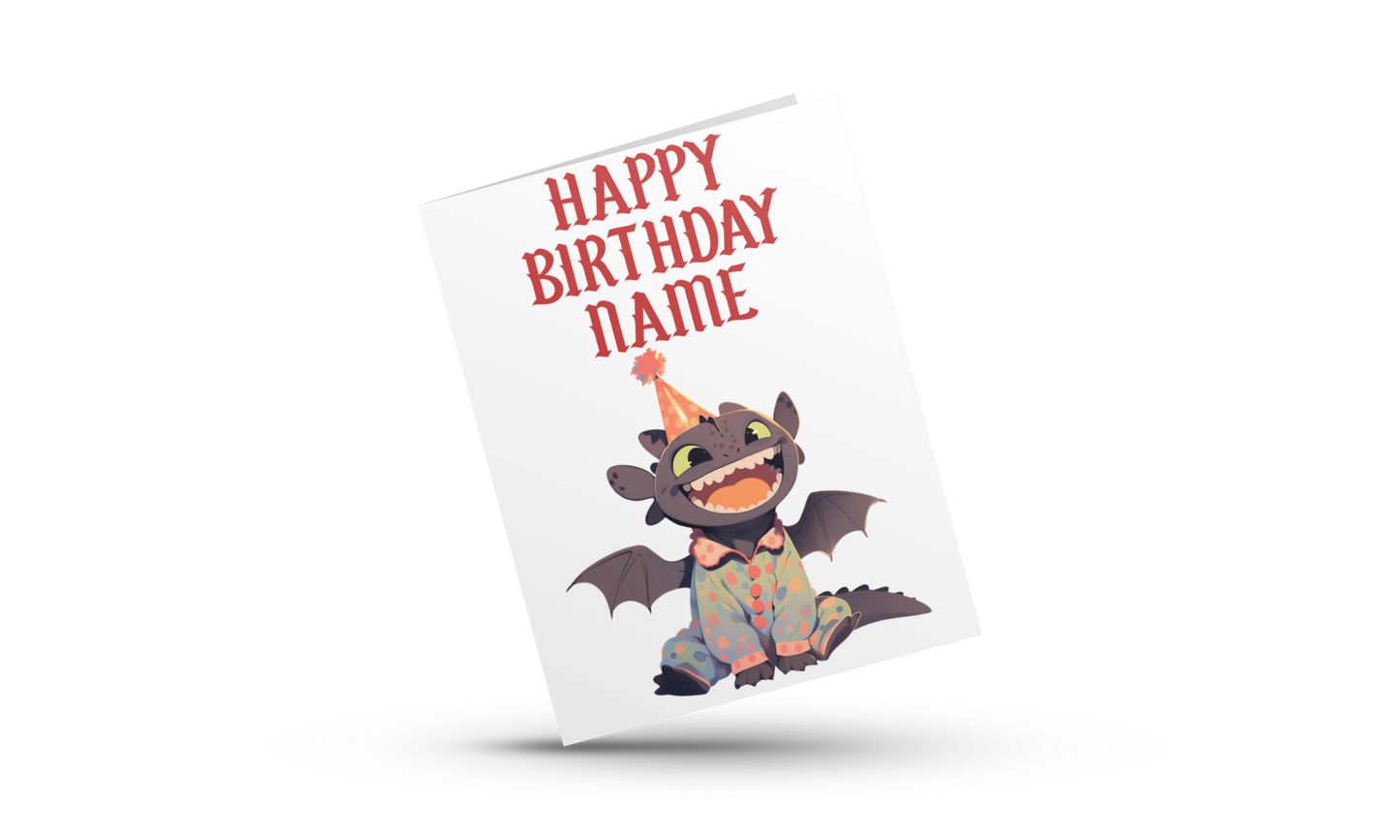 Personalised Toothless Birthday Card ( How To Train Your Dragon)
