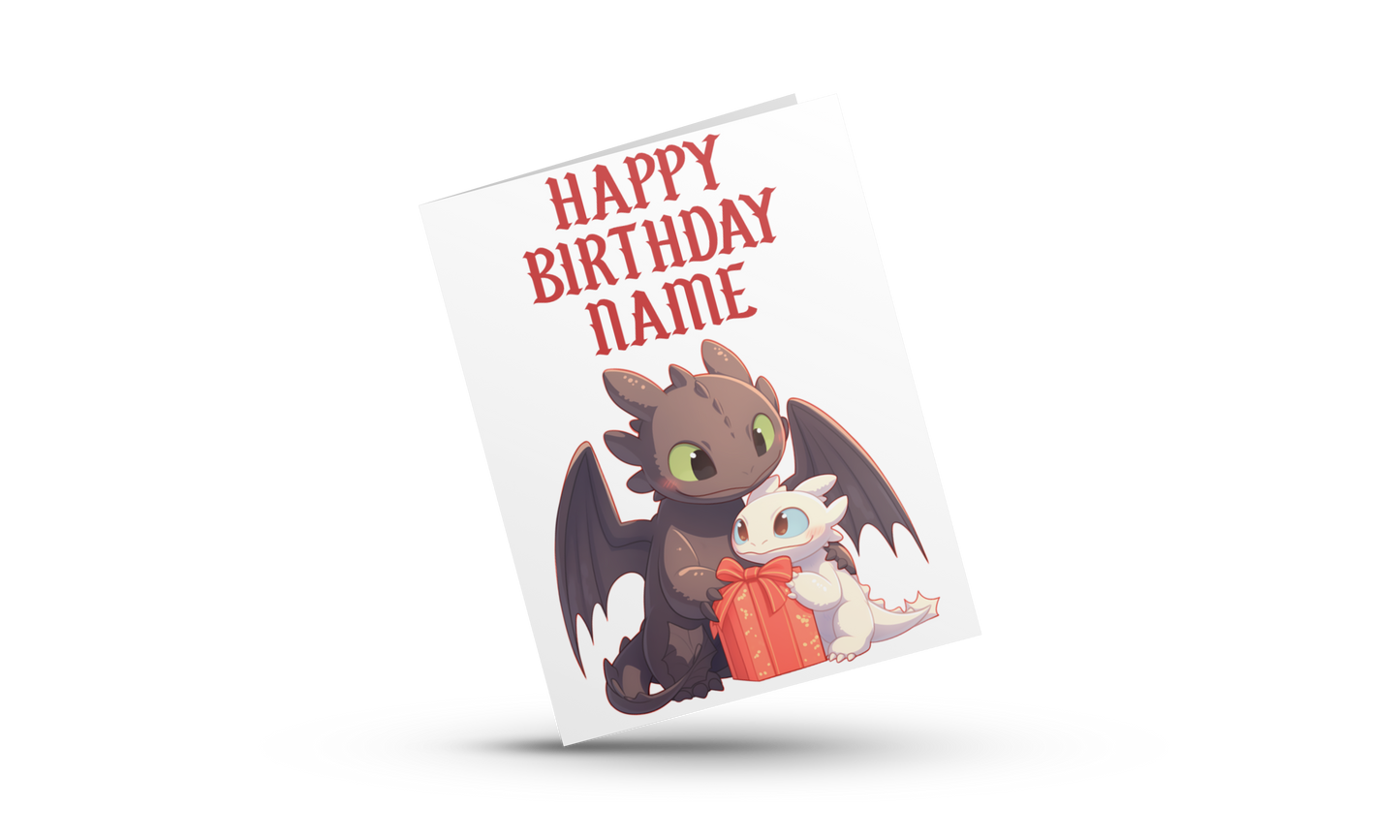 Personalised Toothless Birthday Card ( How To Train Your Dragon)