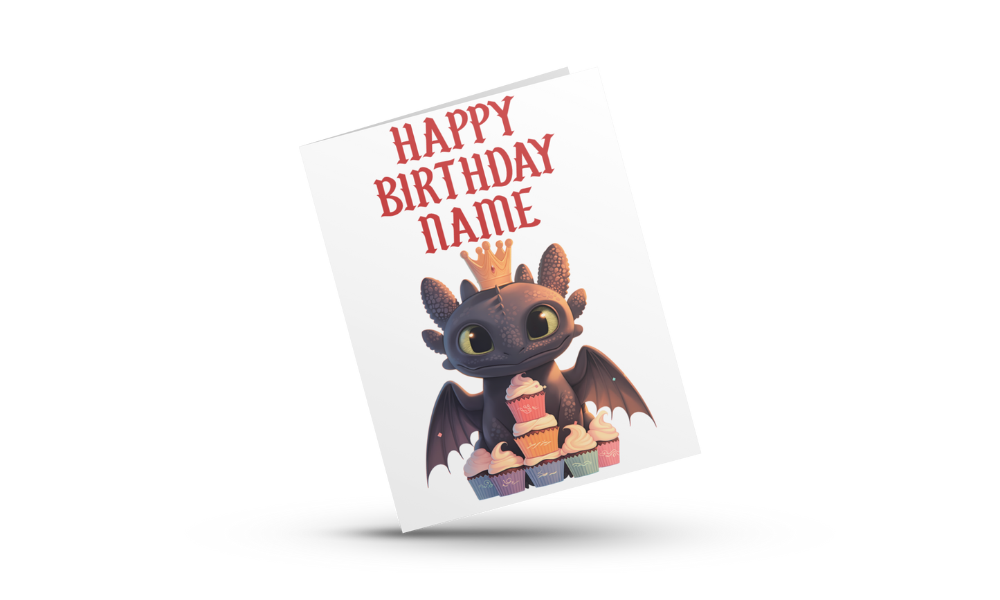 Personalised Toothless Birthday Card ( How To Train Your Dragon)