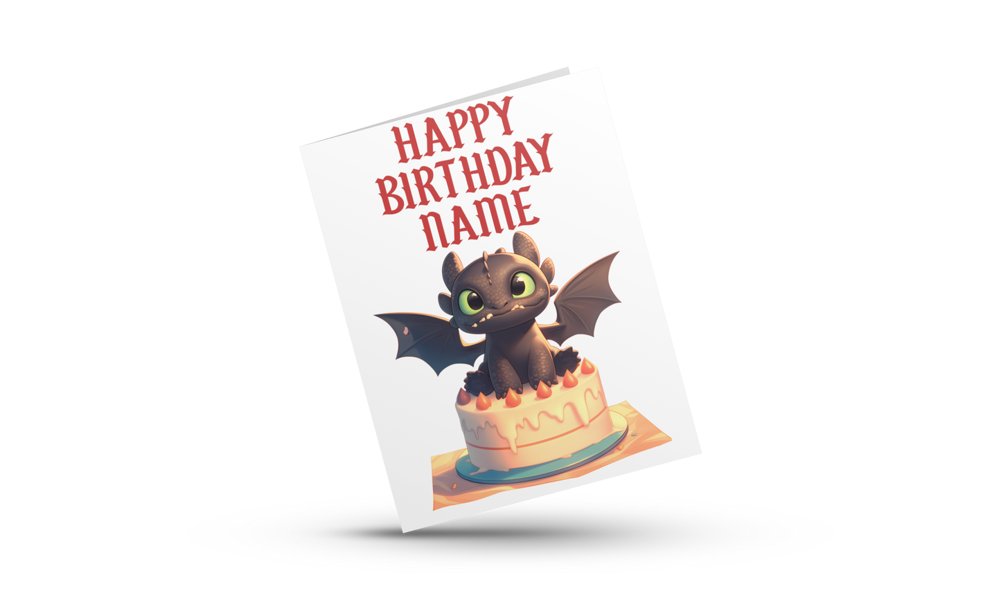 Personalised Toothless Birthday Card ( How To Train Your Dragon)