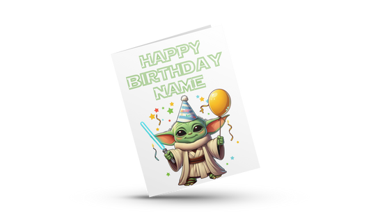 Personalised Baby Yoda Birthday Card ( Starwars)