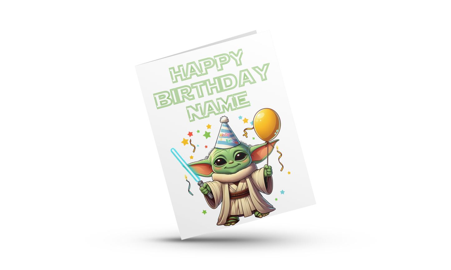 Personalised Baby Yoda Birthday Card I Star wars