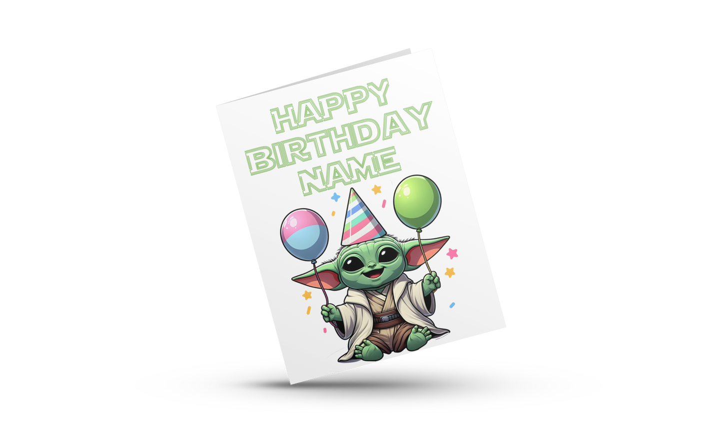 Personalised Baby Yoda Birthday Card ( Starwars)
