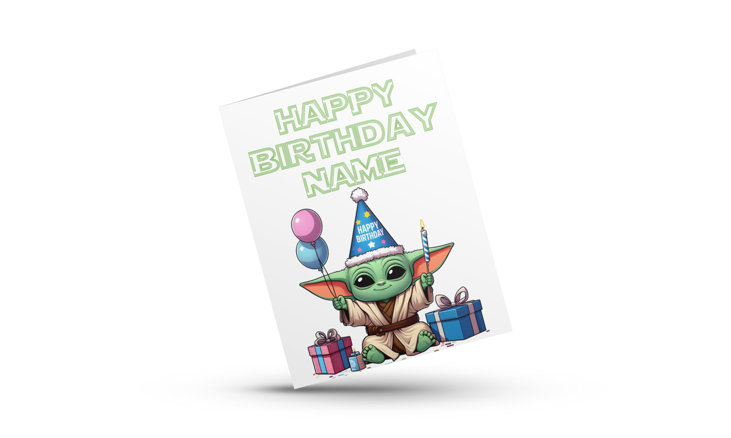 Personalised Baby Yoda Birthday Card ( Starwars)