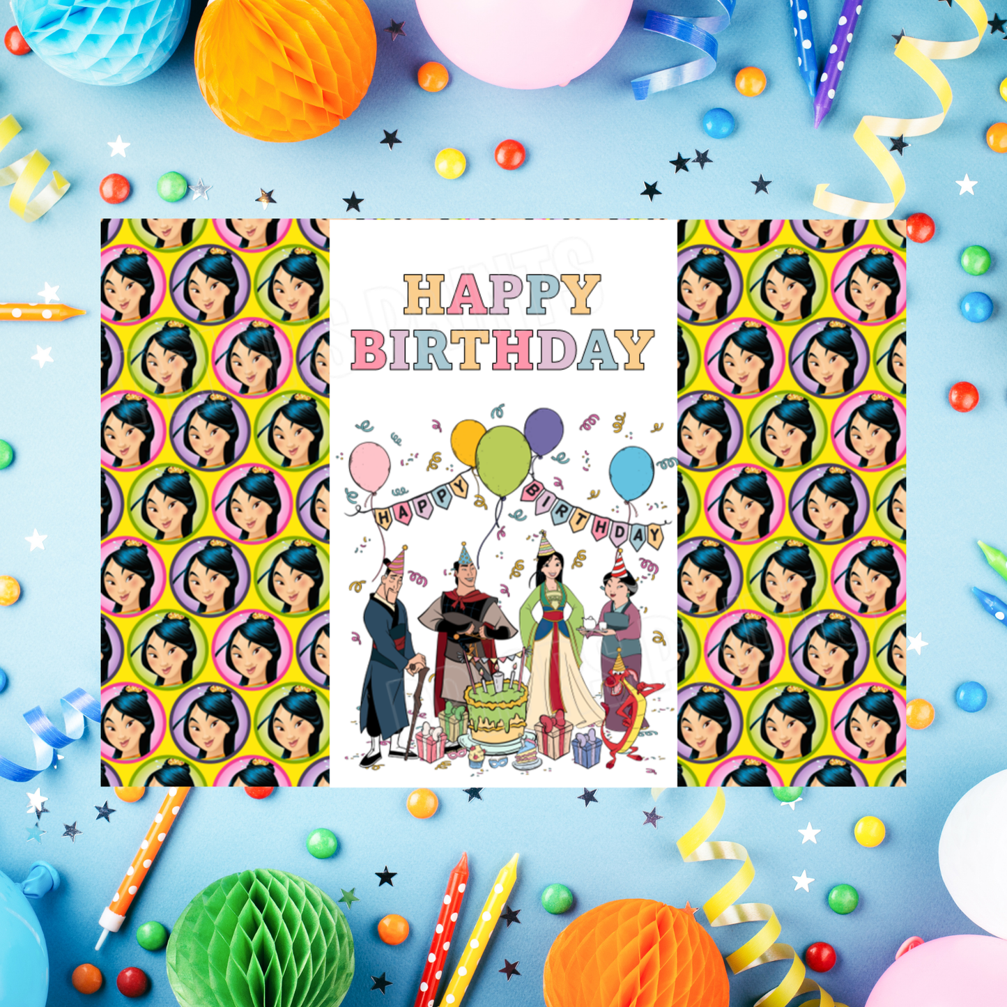 Mixed Disney Characters Birthday Chocolate Bar Wrappers I Aladdin I Beauty & The Beast I Cars I Stitch I Princess I Mickey I Spidey