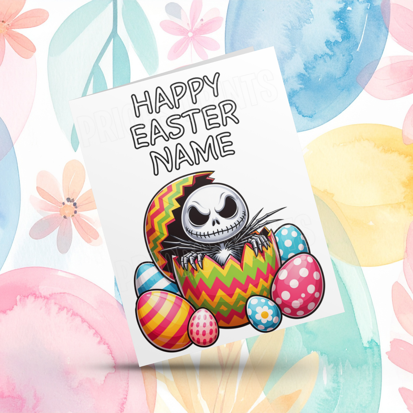 Mixed Characters in Easter Egg Personalised Easter Card- Listing 1