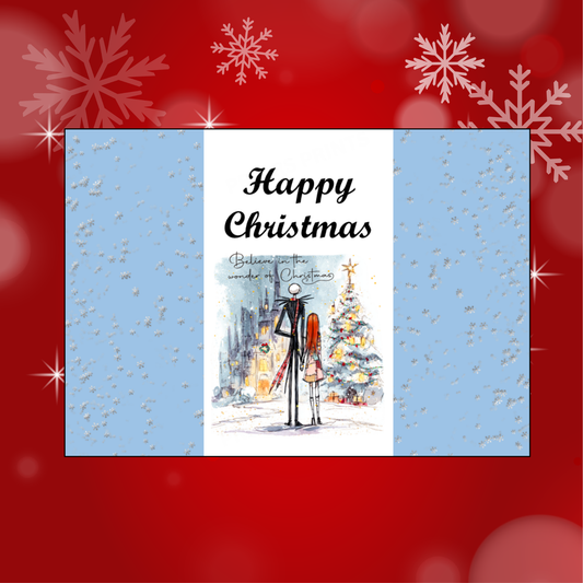 Cute Character Couples Christmas Chocolate Bar Wrapper