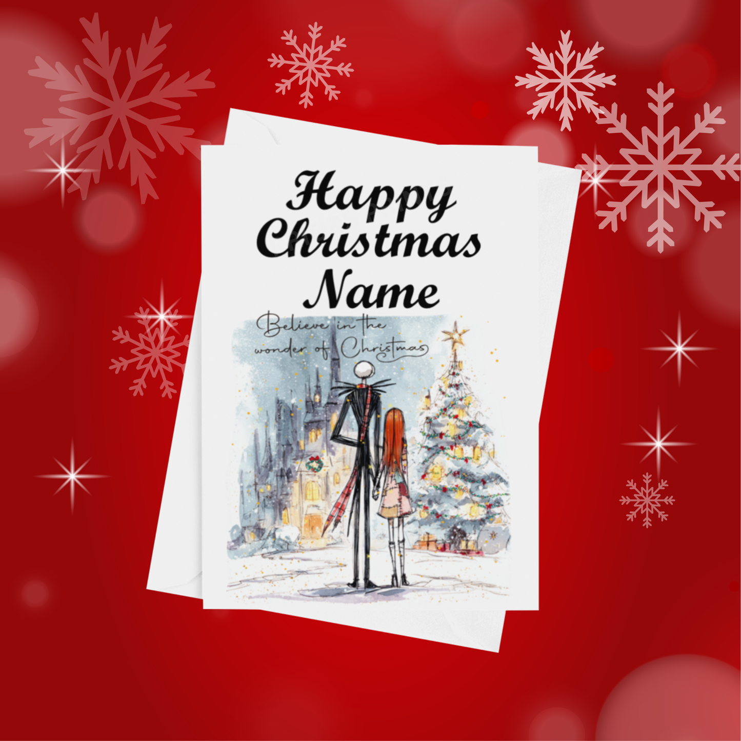 Cute Character Couples Personalised Christmas Card