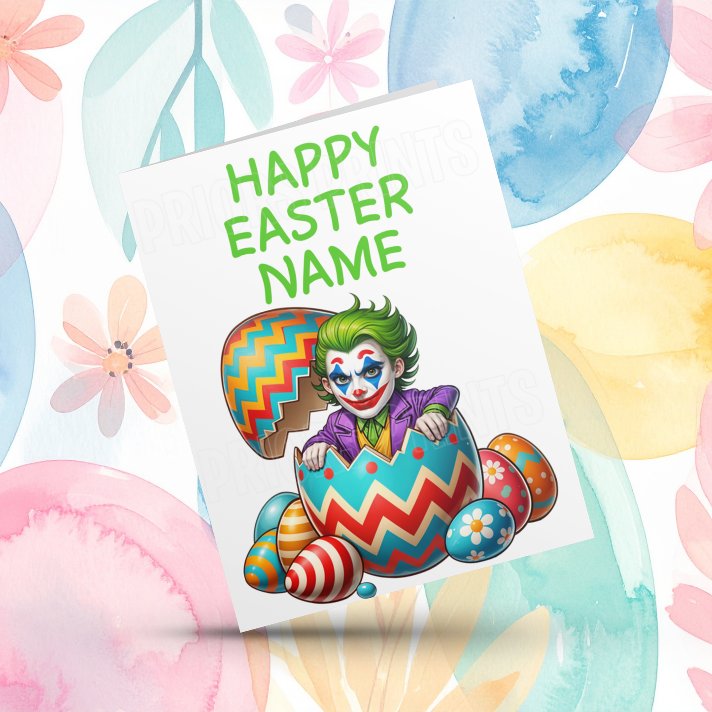 Mixed Characters in Easter Egg Personalised Easter Card- Listing 1
