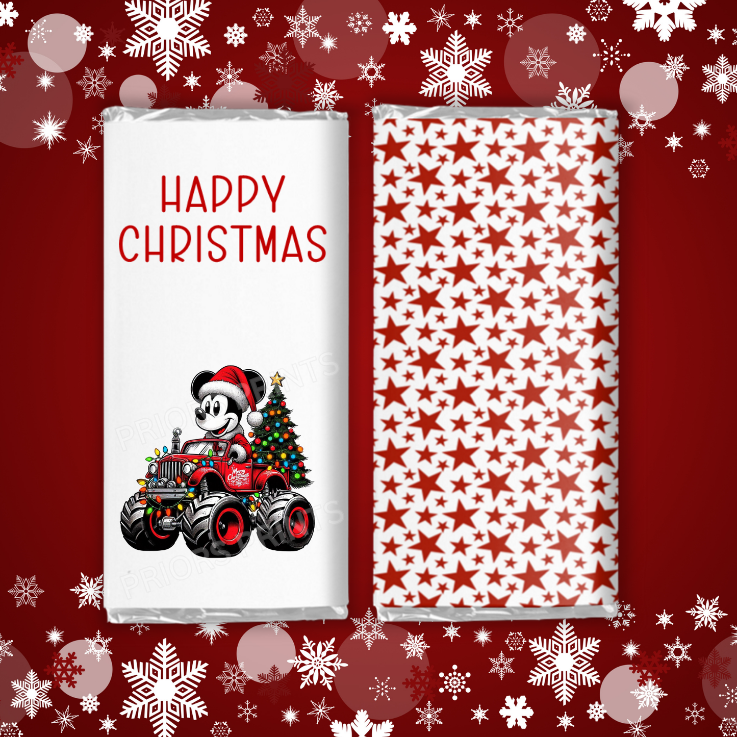 Characters Driving Truck Christmas Chocolate Bar Wrapper