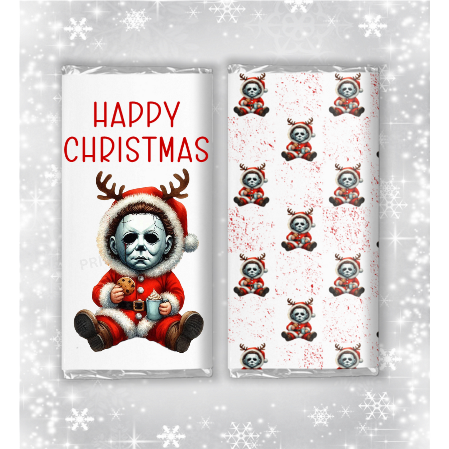 Horror Character Christmas Chocolate Bar Wrapper