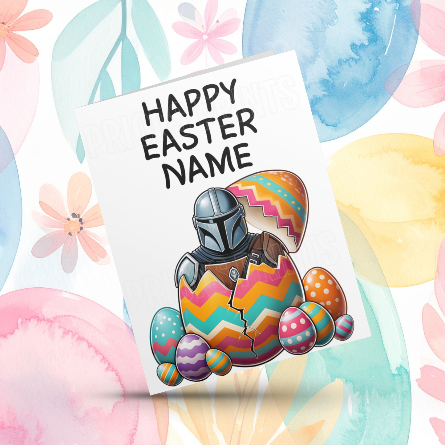 Mixed Characters in Easter Egg Personalised Easter Card- Listing 1