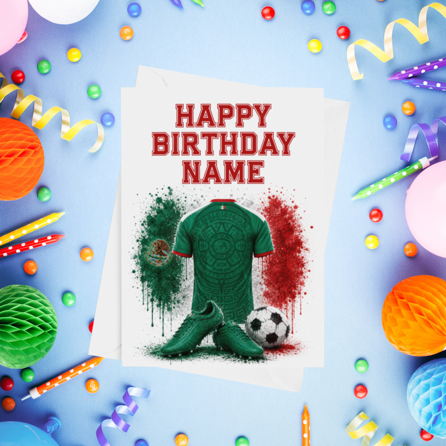 Football Shirts Personalised Birthday Card (World Teams)
