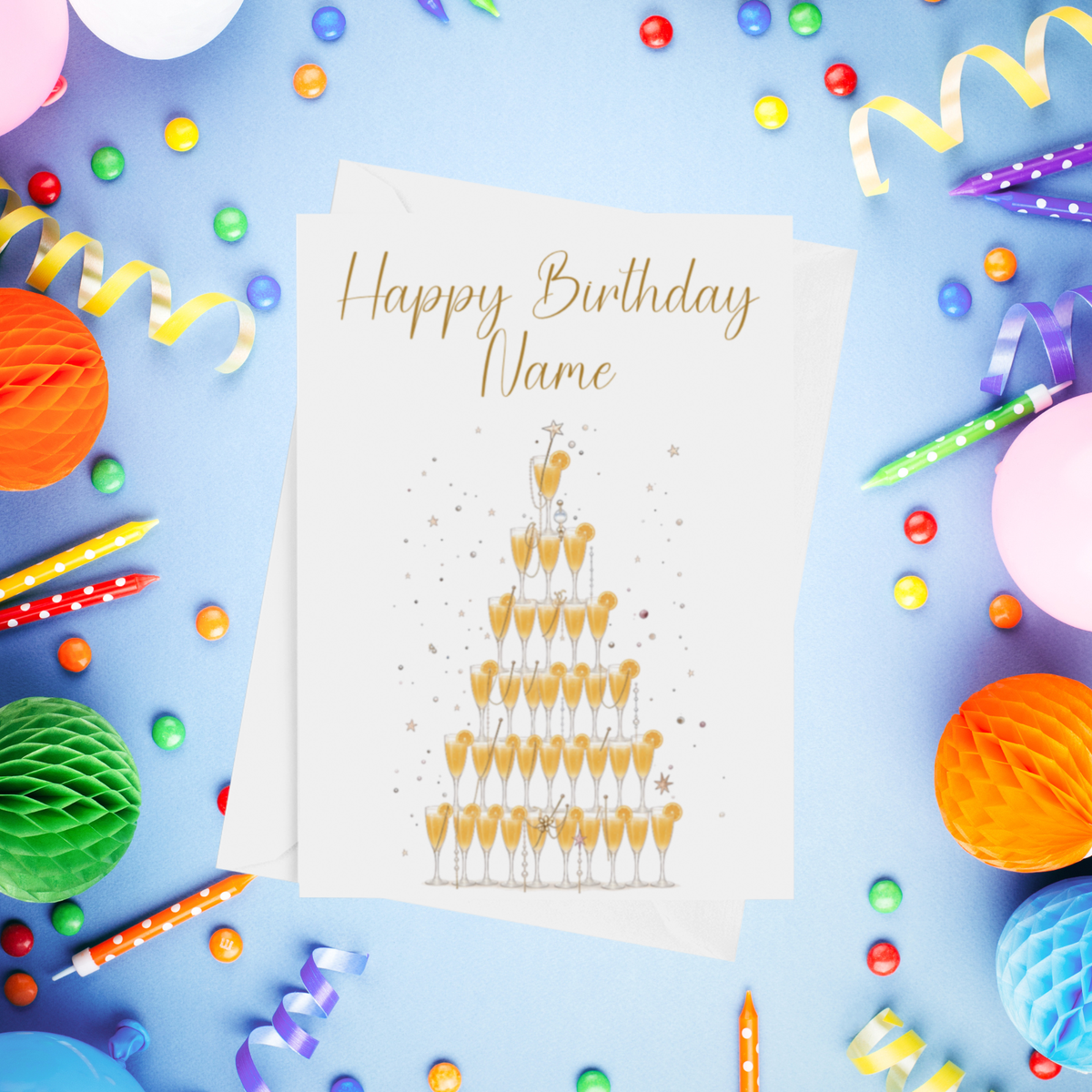 Drink Tower Personalised Birthday Card
