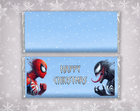 Spiderman & Deadpool Christmas Chocolate Bar Wrappers