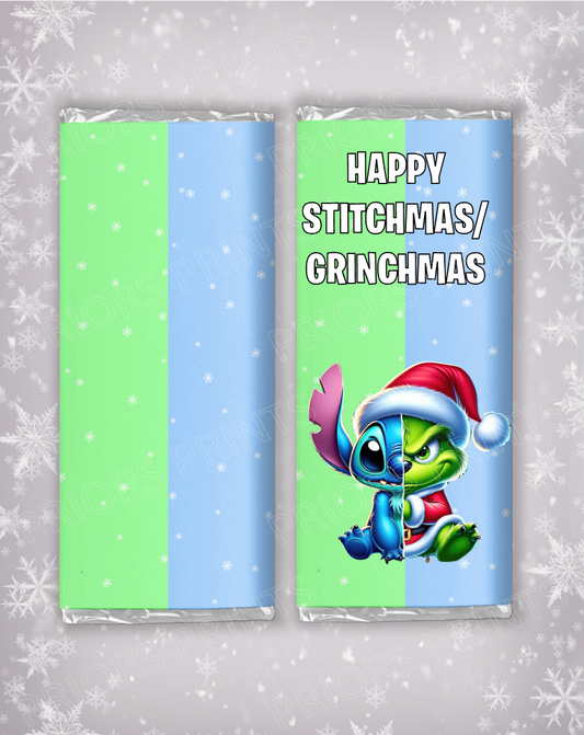 Grinch & Stitch Chocolate Bar Wrappers