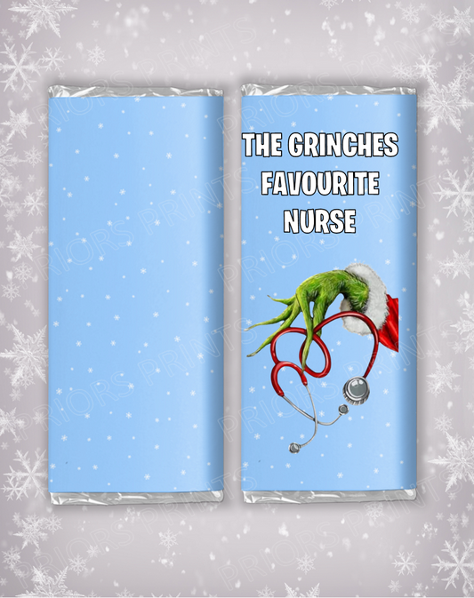 Grinches Favourite Nurse Christmas Chocolate Bar Wrappers