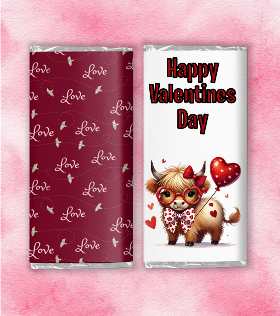 Cute Valentines Animals Chocolate Bar Wrappers