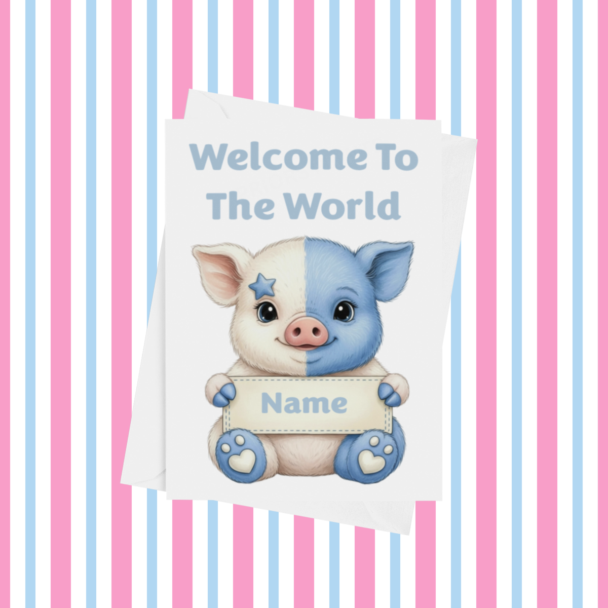 Welcome To The World Personalised Card for New Baby Animals with Blue Star