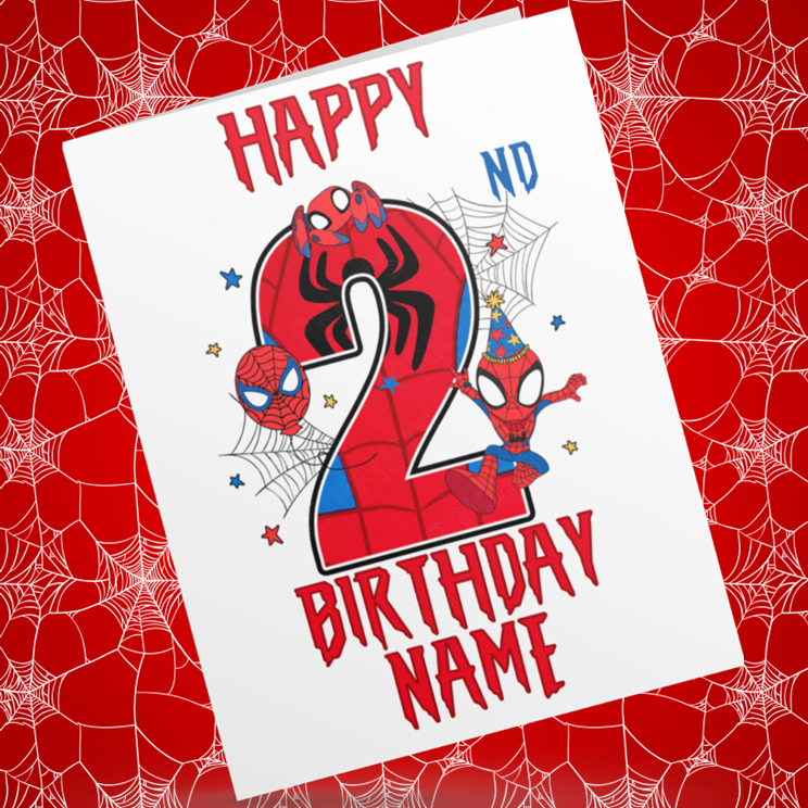 Personalised Spiderman Birthday Card with Age 1-9 Years