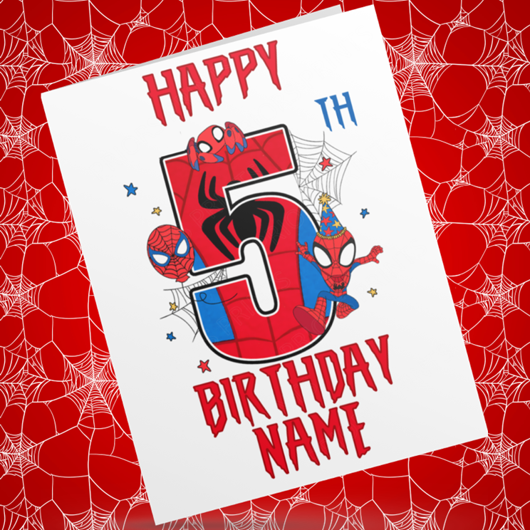 Personalised Spiderman Birthday Card with Age 1-9 Years