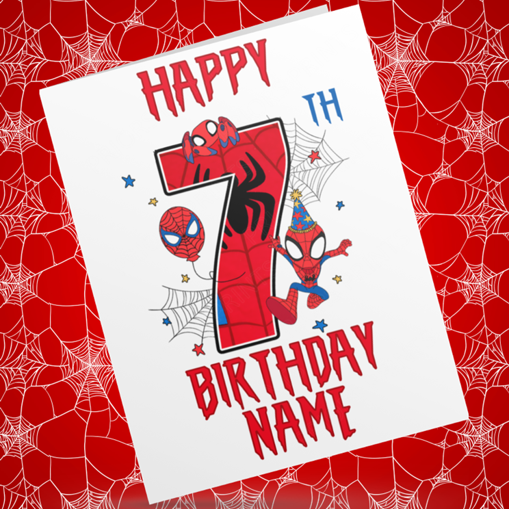 Personalised Spiderman Birthday Card with Age 1-9 Years