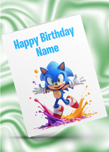 Colour Splash Sonic Personalised Birthday Card