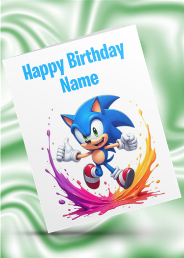 Colour Splash Sonic Personalised Birthday Card
