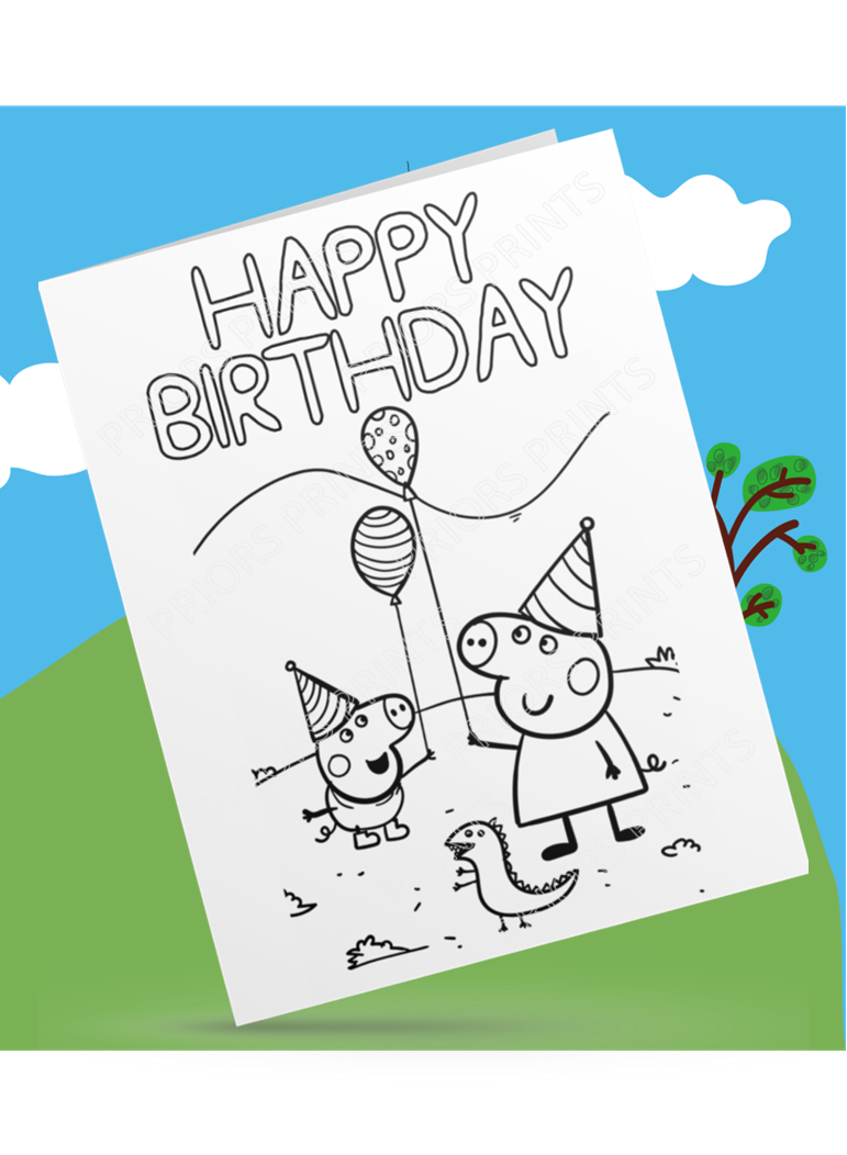 Peppa Pig- Colour Your Own Birthday Card