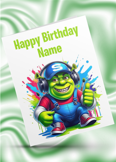 Colour Splash Shrek Personalised Birthday Card