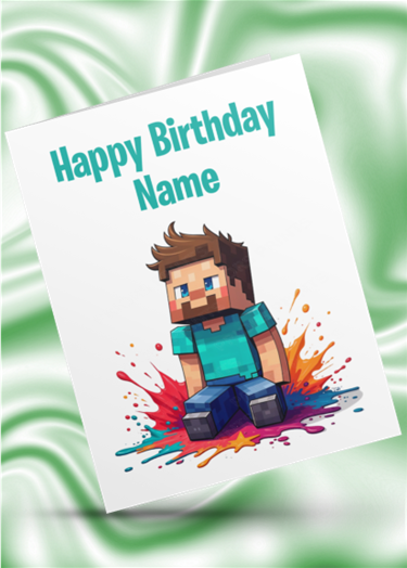 Minecraft Colour Splash Personalised Birthday Card