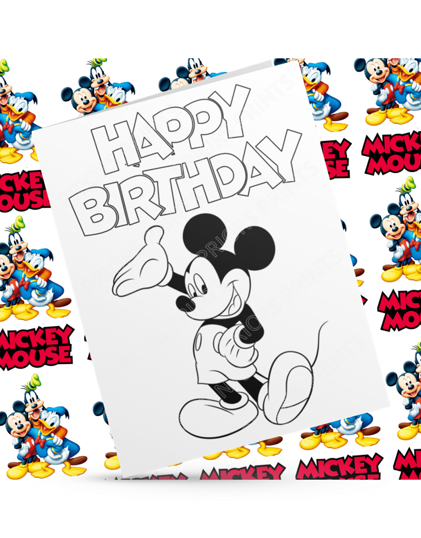 Mickey, Minnie, Donald Duck & Pluto Colour Your Own Birthday Card