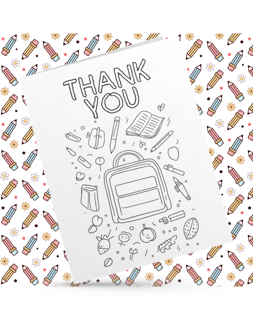 Colour Your Own Thank You Card for Teachers, Teaching Assistants, ect