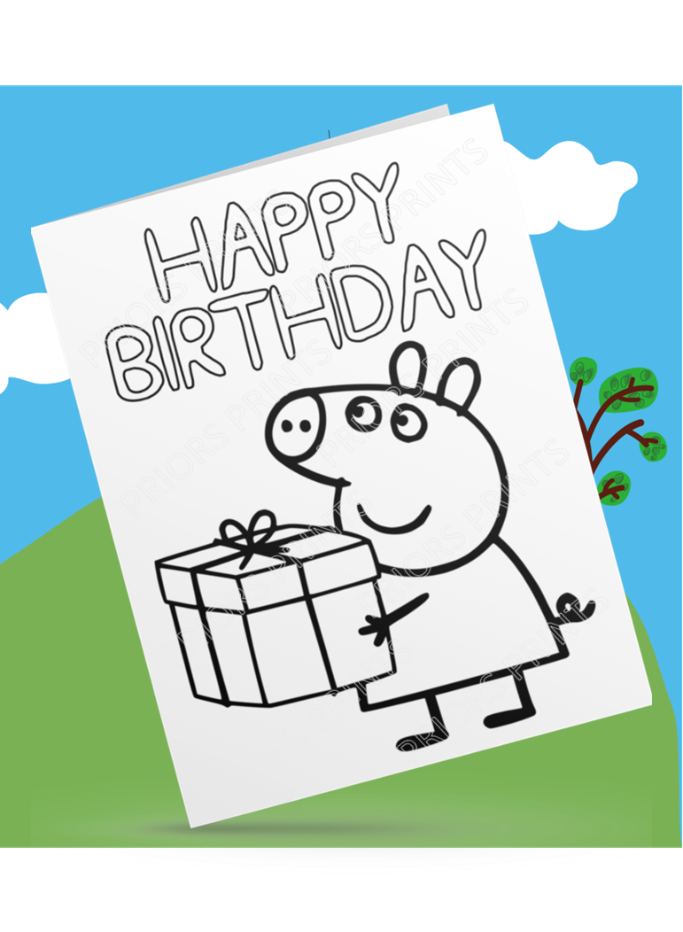 Peppa Pig- Colour Your Own Birthday Card