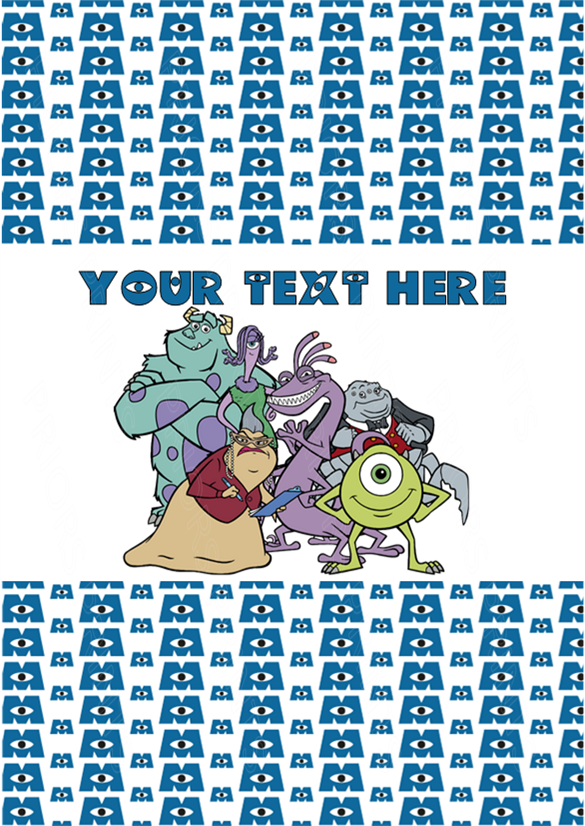 Monsters Inc Chocolate Bar Wrappers- To add own Text