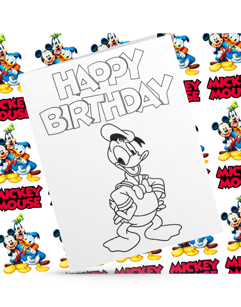 Mickey, Minnie, Donald Duck & Pluto Colour Your Own Birthday Card