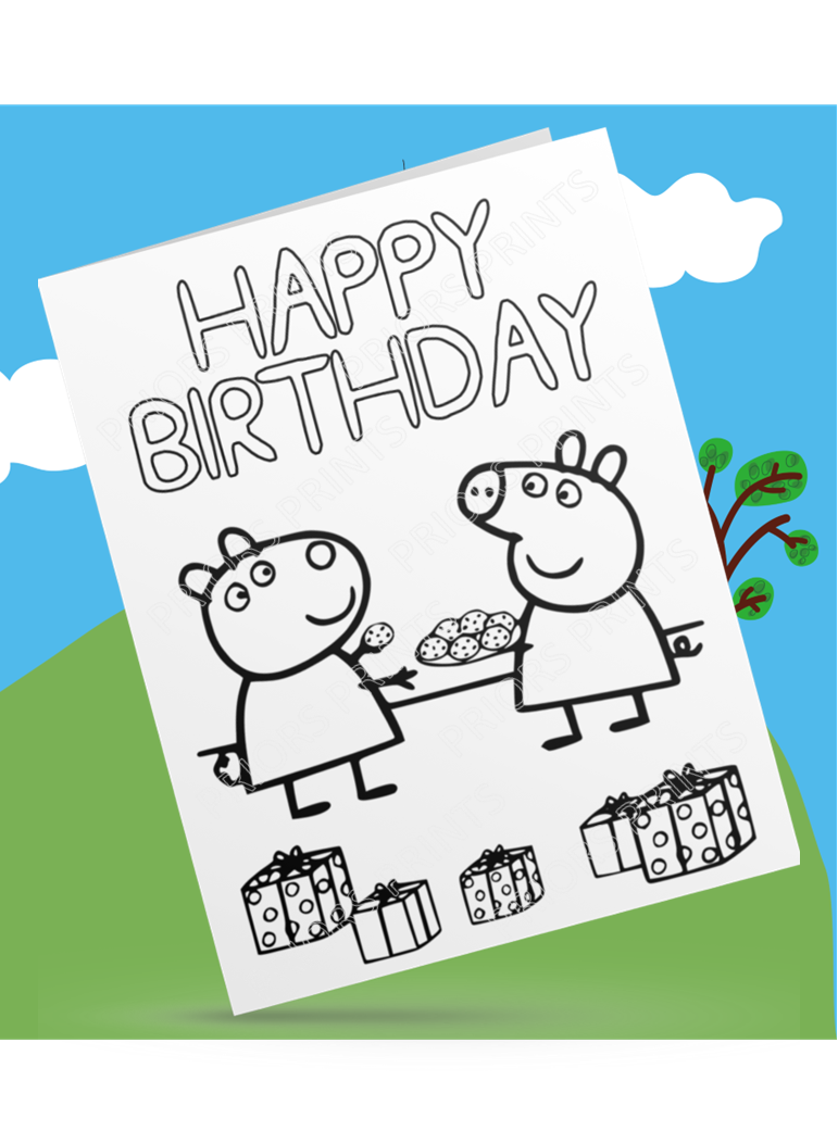 Peppa Pig- Colour Your Own Birthday Card