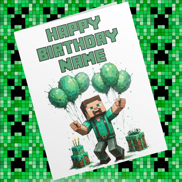 Minecraft Personalised Birthday Card