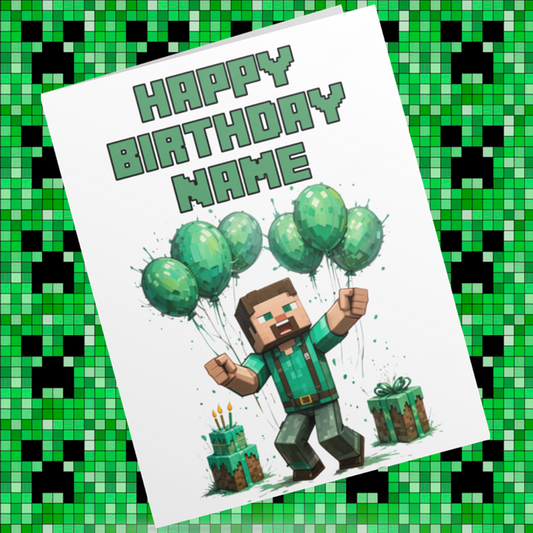 Minecraft Personalised Birthday Card