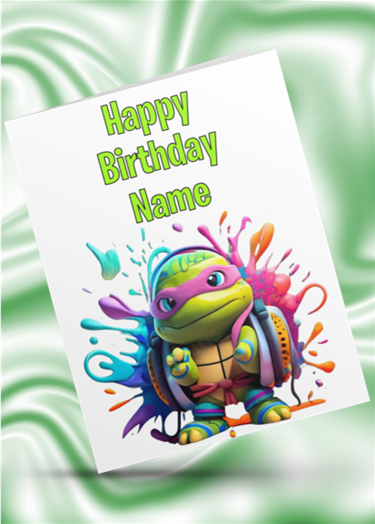 Colour Splash Turtles Personalised Birthday Card