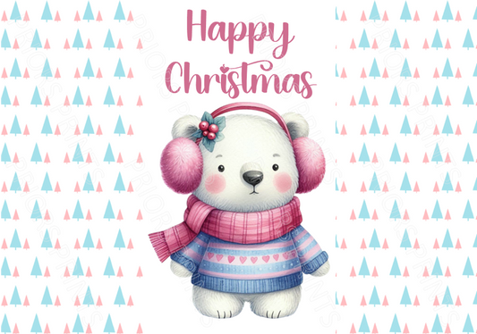 Light Blue & Pink Christmas Chocolate Bar Wrapper