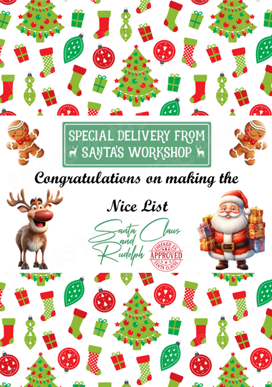 Nice List Christmas Chocolate Bar Wrapper- Matches Santa Letters