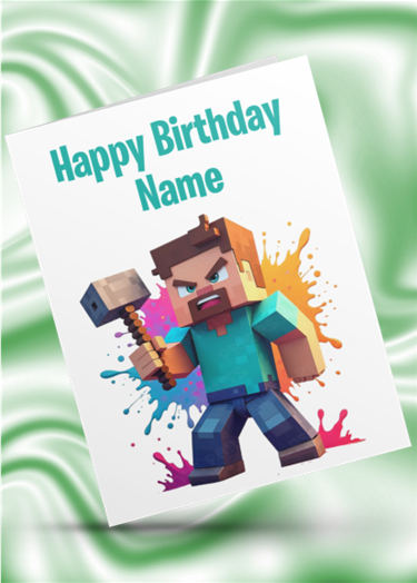 Minecraft Colour Splash Personalised Birthday Card