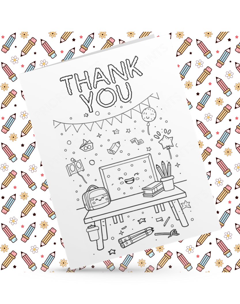 Colour Your Own Thank You Card for Teachers, Teaching Assistants, ect