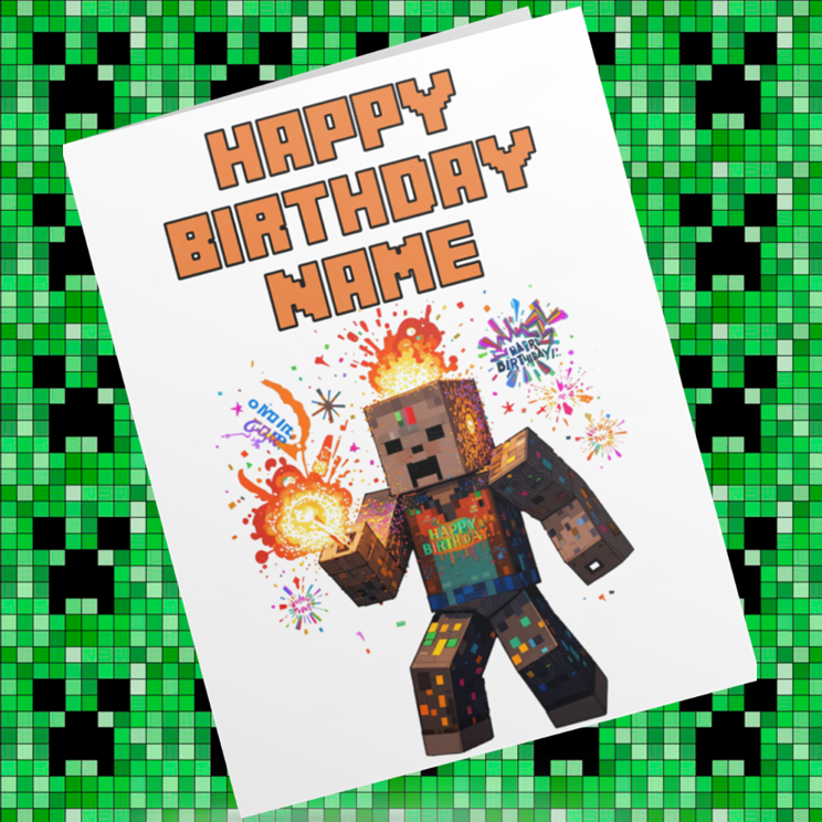 Minecraft Personalised Birthday Card