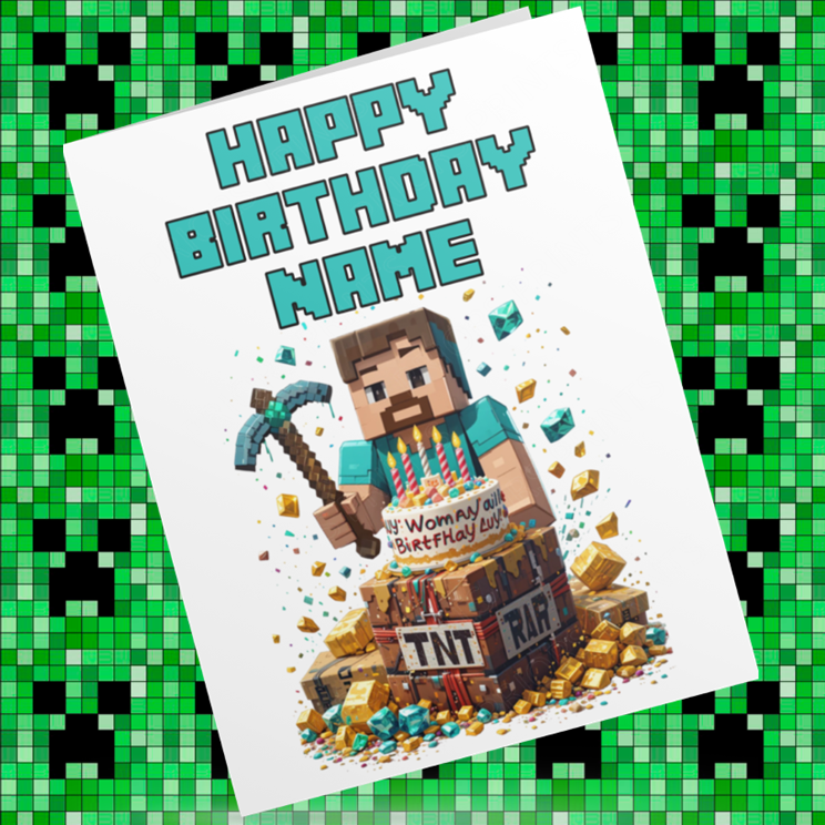 Minecraft Personalised Birthday Card