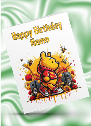 Colour Splash Winnie The Pooh Personalised Birthday Card